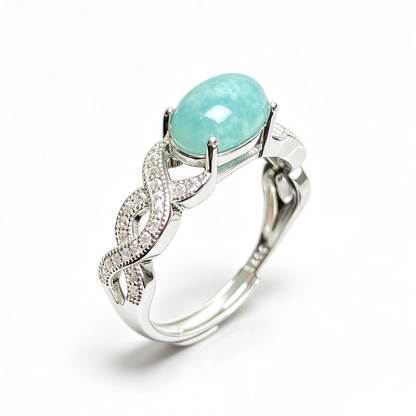 Tide Whisper・Twisted Band Amazonite Silver Ring