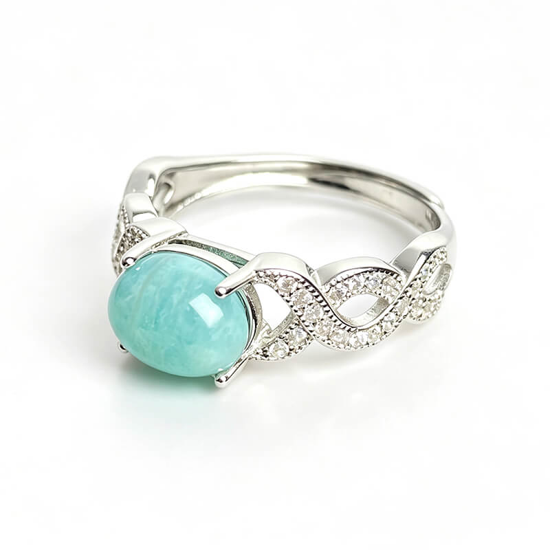 Tide Whisper・Twisted Band Amazonite Silver Ring