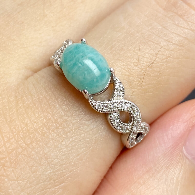 Tide Whisper・Twisted Band Amazonite Silver Ring
