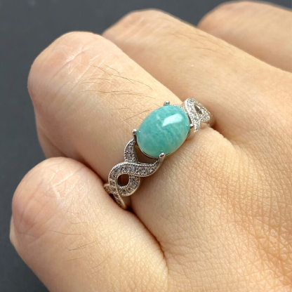 Tide Whisper・Twisted Band Amazonite Silver Ring