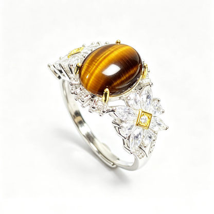 Tiger Gaze・Floral Vintage Tiger's Eye Silver Ring