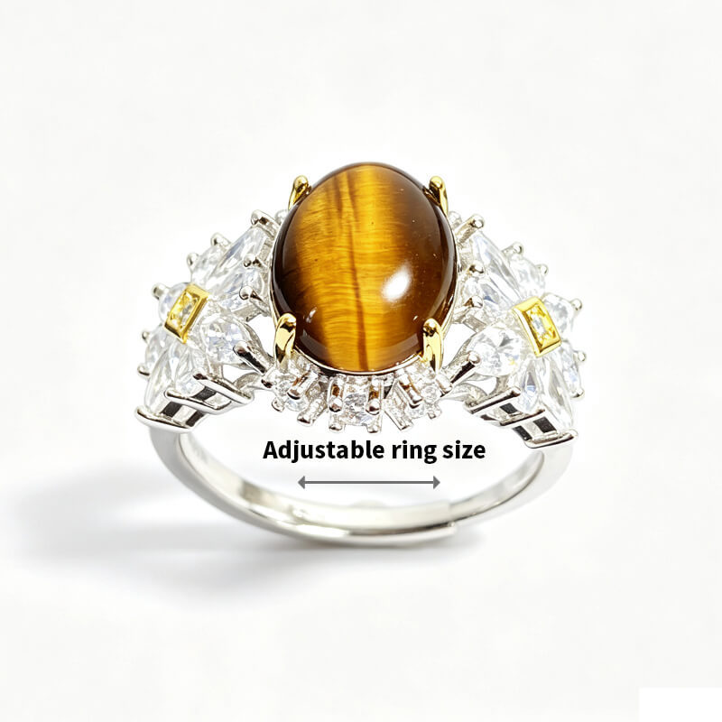 Tiger Gaze・Floral Vintage Tiger's Eye Silver Ring