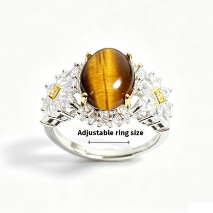 Tiger Gaze・Floral Vintage Tiger's Eye Silver Ring