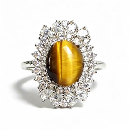 Radiant Gaze・Sunburst Halo Tiger's Eye Silver Ring