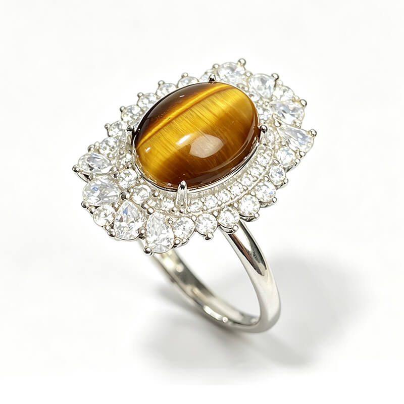 Radiant Gaze・Sunburst Halo Tiger's Eye Silver Ring