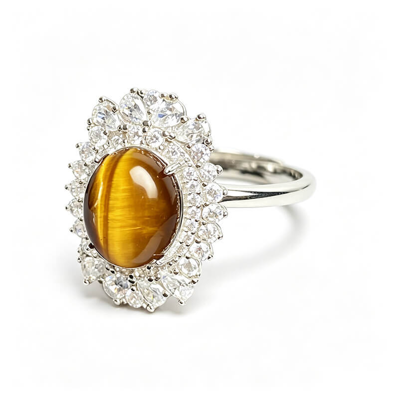 Radiant Gaze・Sunburst Halo Tiger's Eye Silver Ring