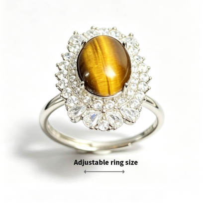 Radiant Gaze・Sunburst Halo Tiger's Eye Silver Ring