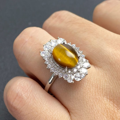 Radiant Gaze・Sunburst Halo Tiger's Eye Silver Ring