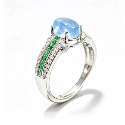 Aqua Verdant Art Deco Ring