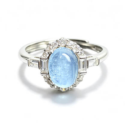 Lumina Tide Art Deco Aquamarine Ring