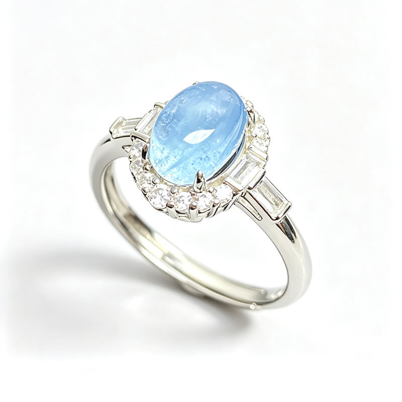 Lumina Tide Art Deco Aquamarine Ring