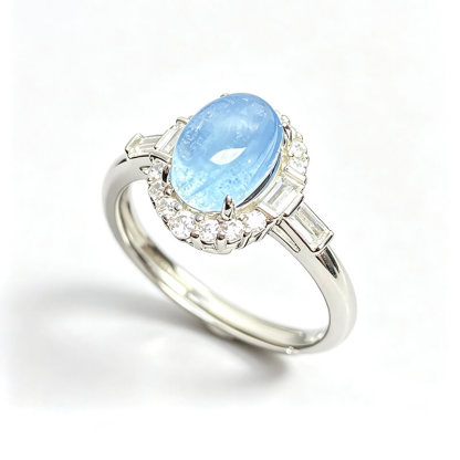 Lumina Tide Art Deco Aquamarine Ring