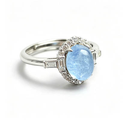 Lumina Tide Art Deco Aquamarine Ring