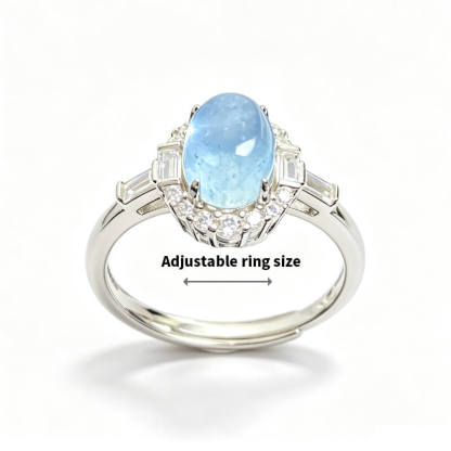 Lumina Tide Art Deco Aquamarine Ring