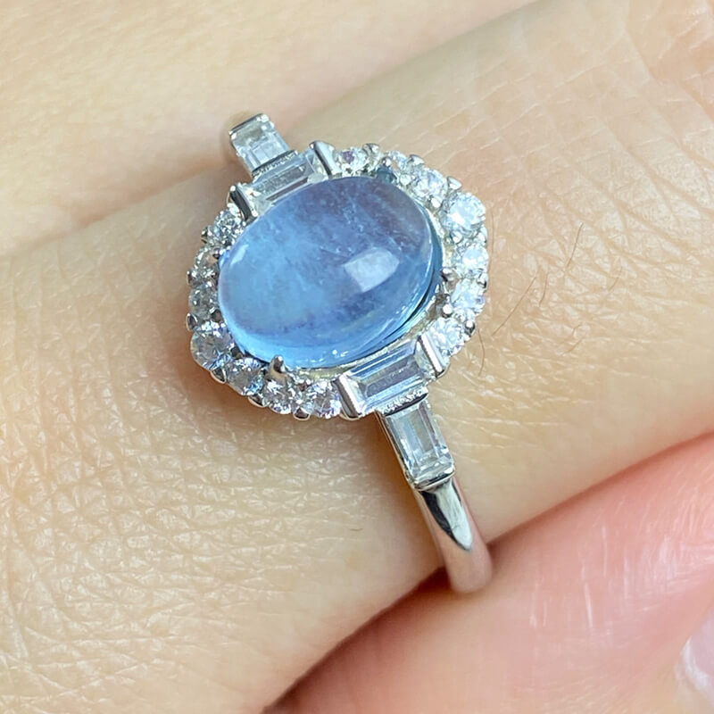 Lumina Tide Art Deco Aquamarine Ring