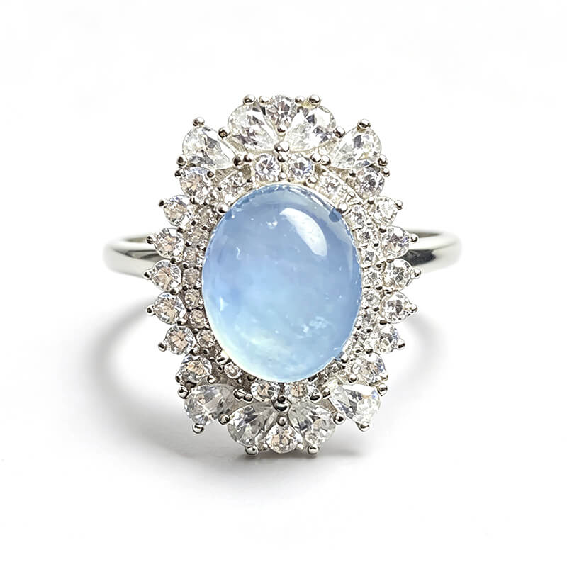 Stellar Mist Aquamarine Cluster Ring