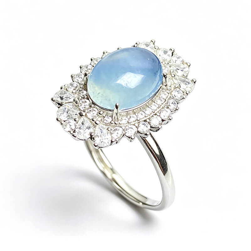 Stellar Mist Aquamarine Cluster Ring