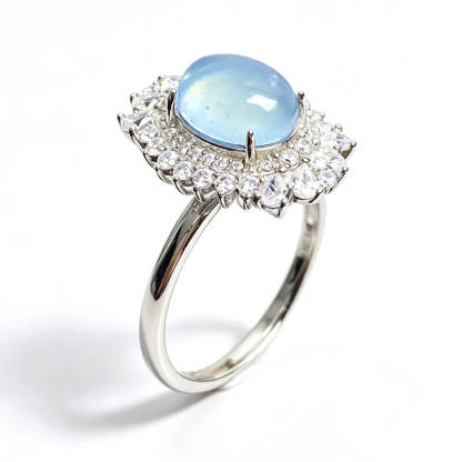 Stellar Mist Aquamarine Cluster Ring