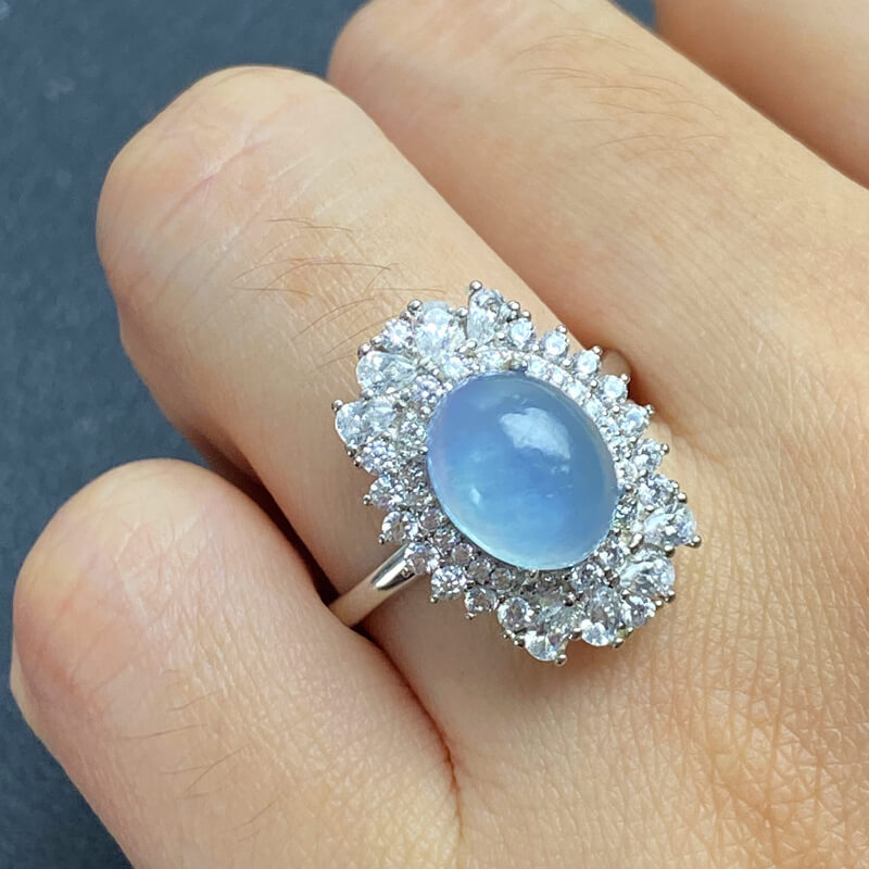 Stellar Mist Aquamarine Cluster Ring