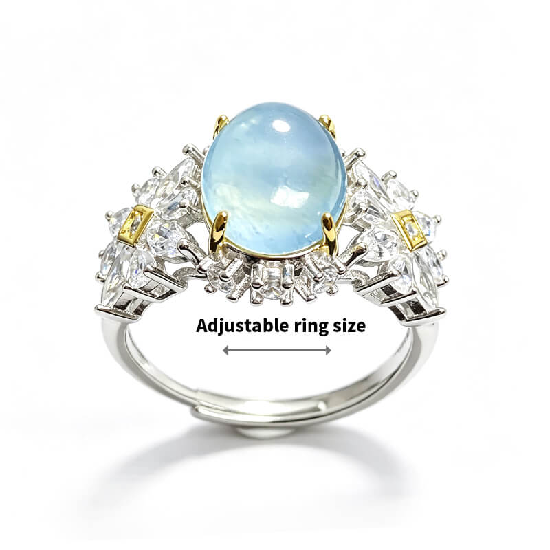 Dual Bloom Aquamarine Art Deco Ring
