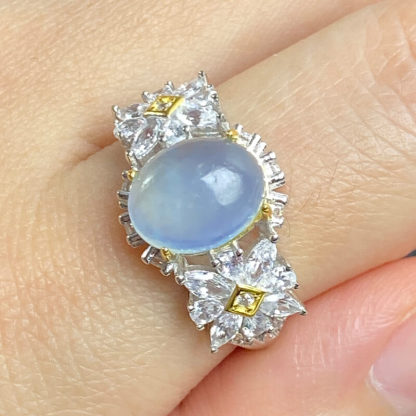 Dual Bloom Aquamarine Art Deco Ring