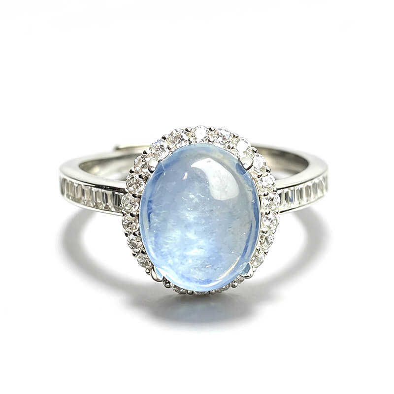 Aurora Halo Aquamarine Art Deco Ring