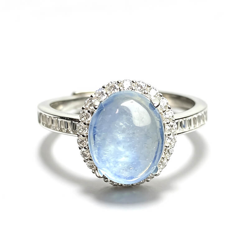 Aurora Halo Aquamarine Art Deco Ring