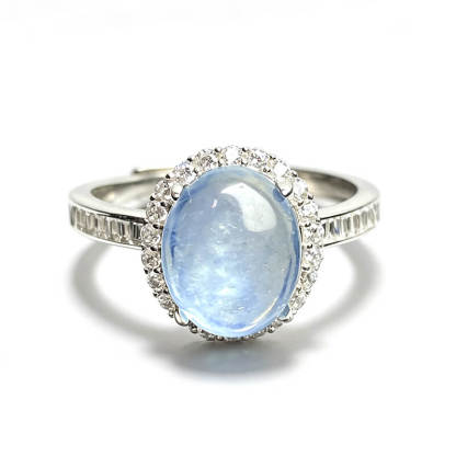Aurora Halo Aquamarine Art Deco Ring