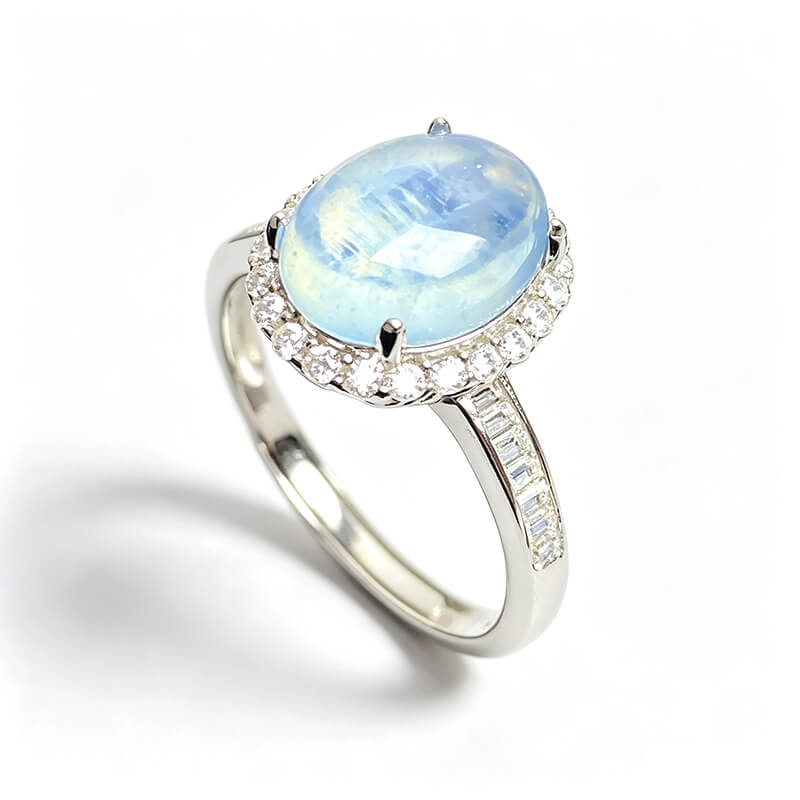 Aurora Halo Aquamarine Art Deco Ring