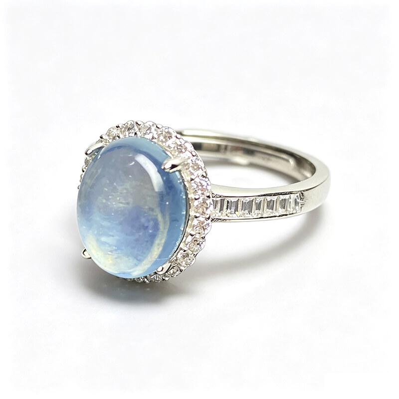 Aurora Halo Aquamarine Art Deco Ring