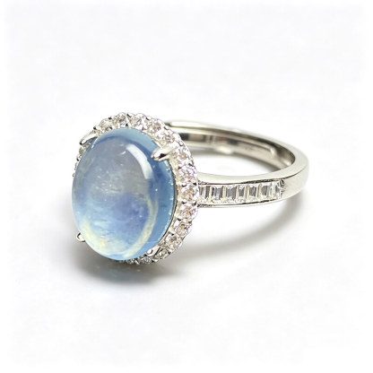Aurora Halo Aquamarine Art Deco Ring