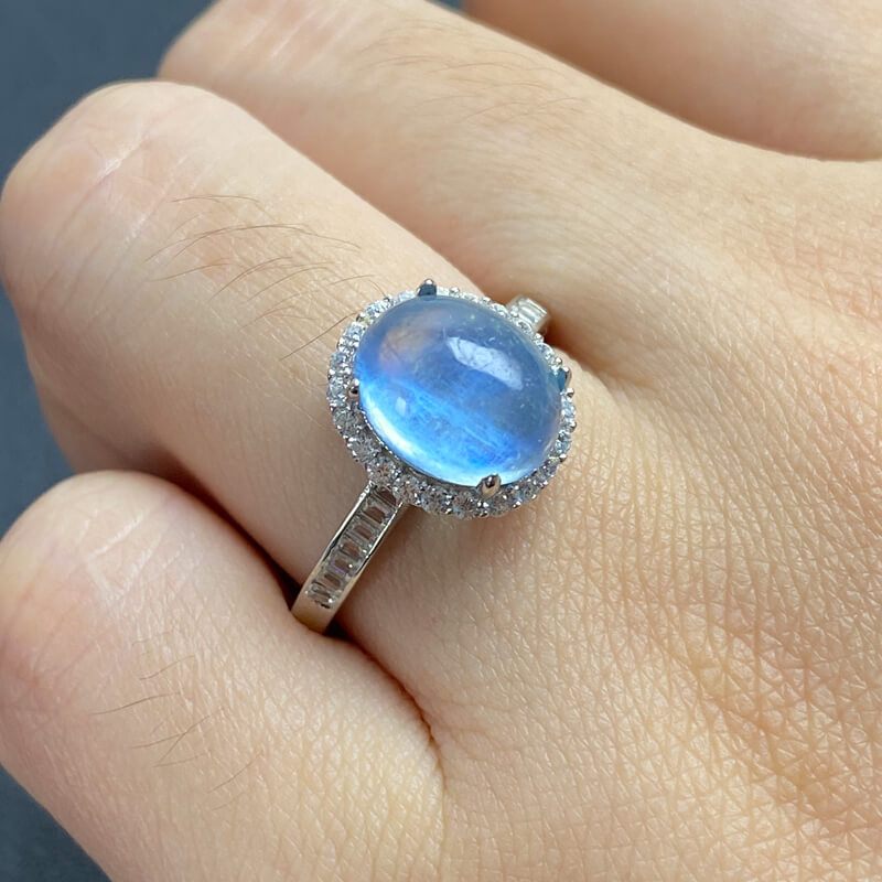 Aurora Halo Aquamarine Art Deco Ring