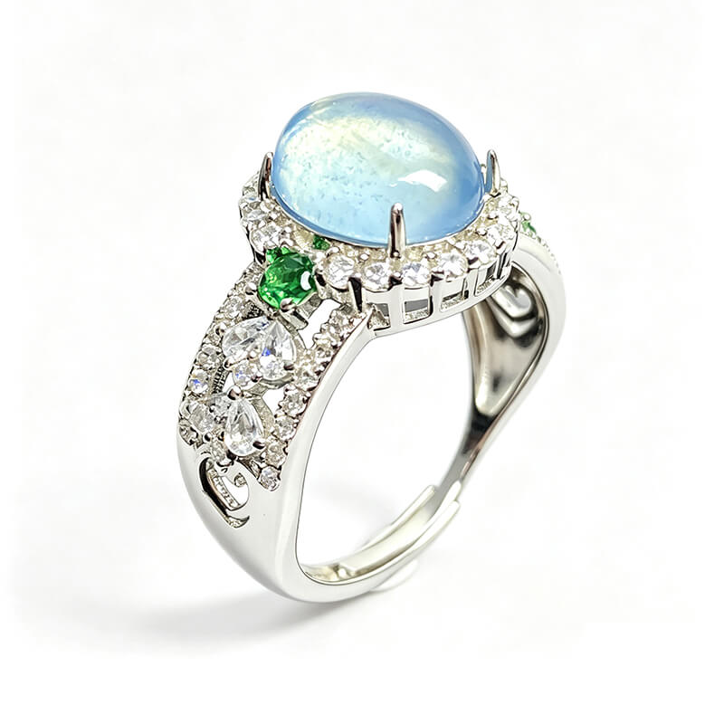 Luminara Halo Aquamarine Ring