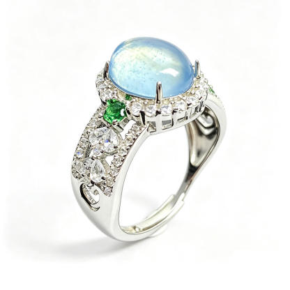 Luminara Halo Aquamarine Ring