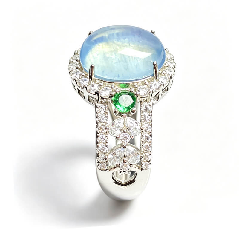 Luminara Halo Aquamarine Ring