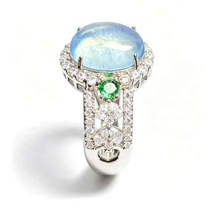 Luminara Halo Aquamarine Ring