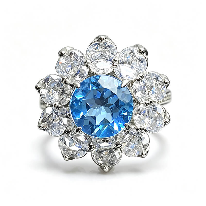 Ocean Bloom Halo Topaz Ring