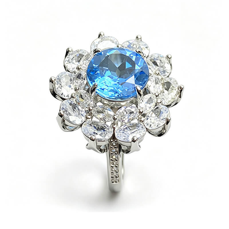 Ocean Bloom Halo Topaz Ring