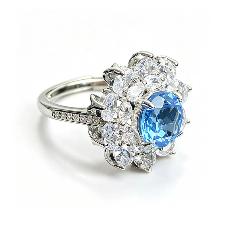 Ocean Bloom Halo Topaz Ring