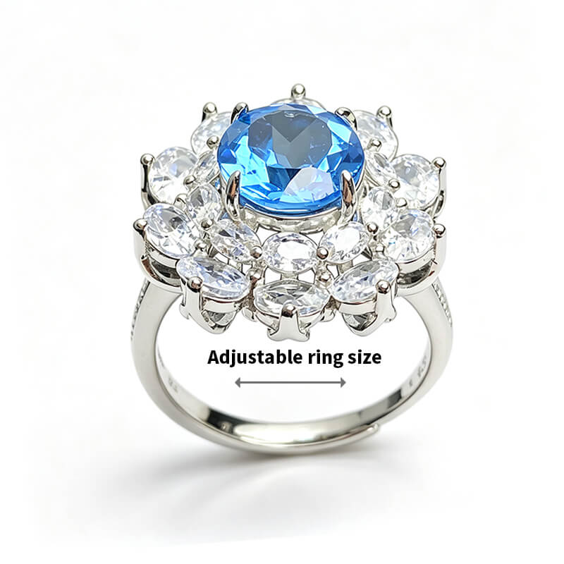 Ocean Bloom Halo Topaz Ring