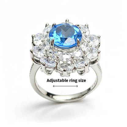 Ocean Bloom Halo Topaz Ring
