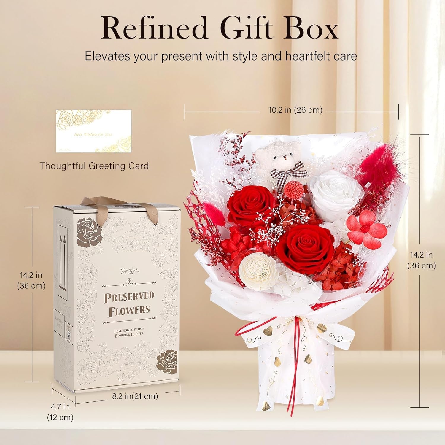 Preserved Flowers Bear Bouquet