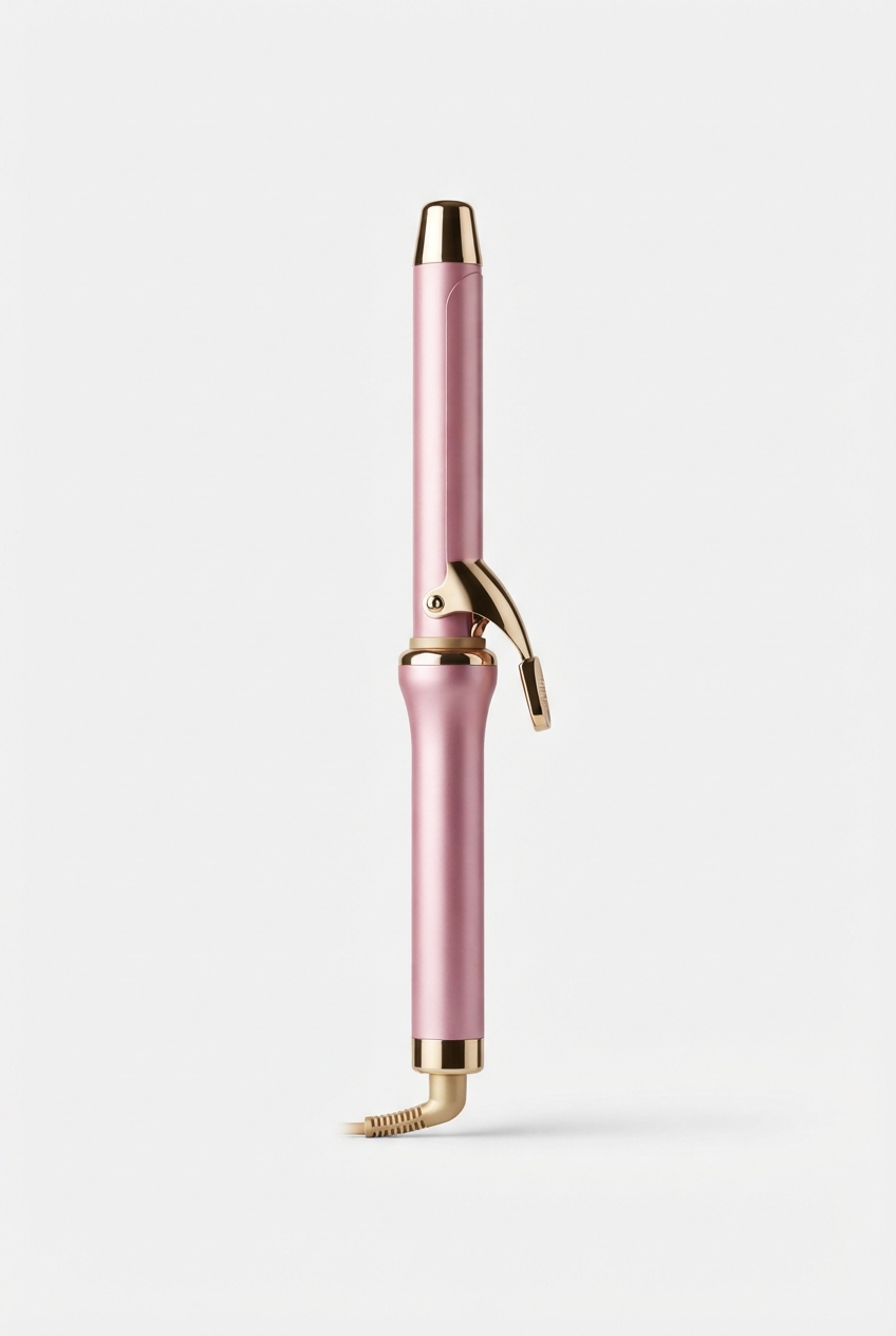 Curling iron full product view on neutral background