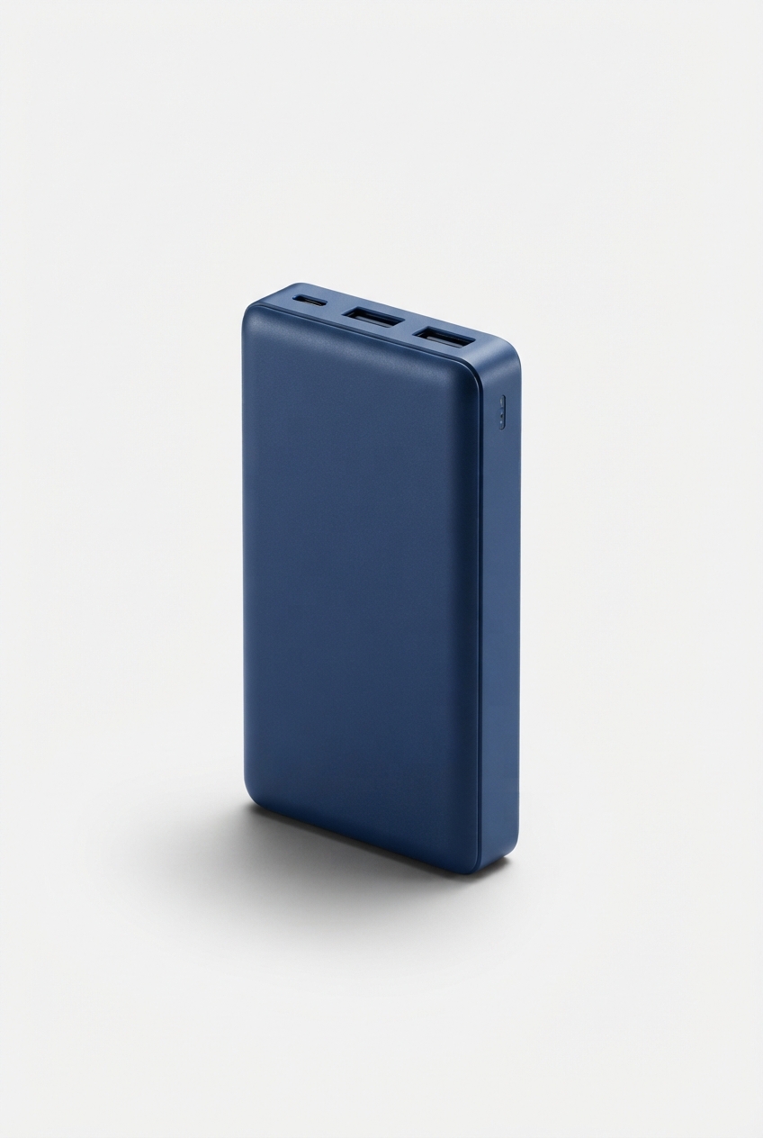 Slim power bank full product view on neutral background