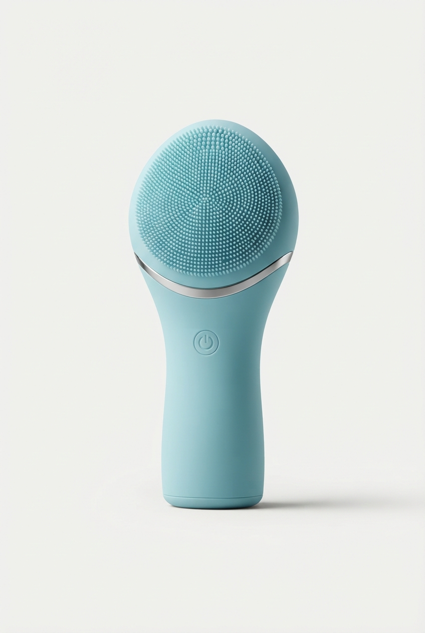 Facial cleansing brush full product view on neutral background