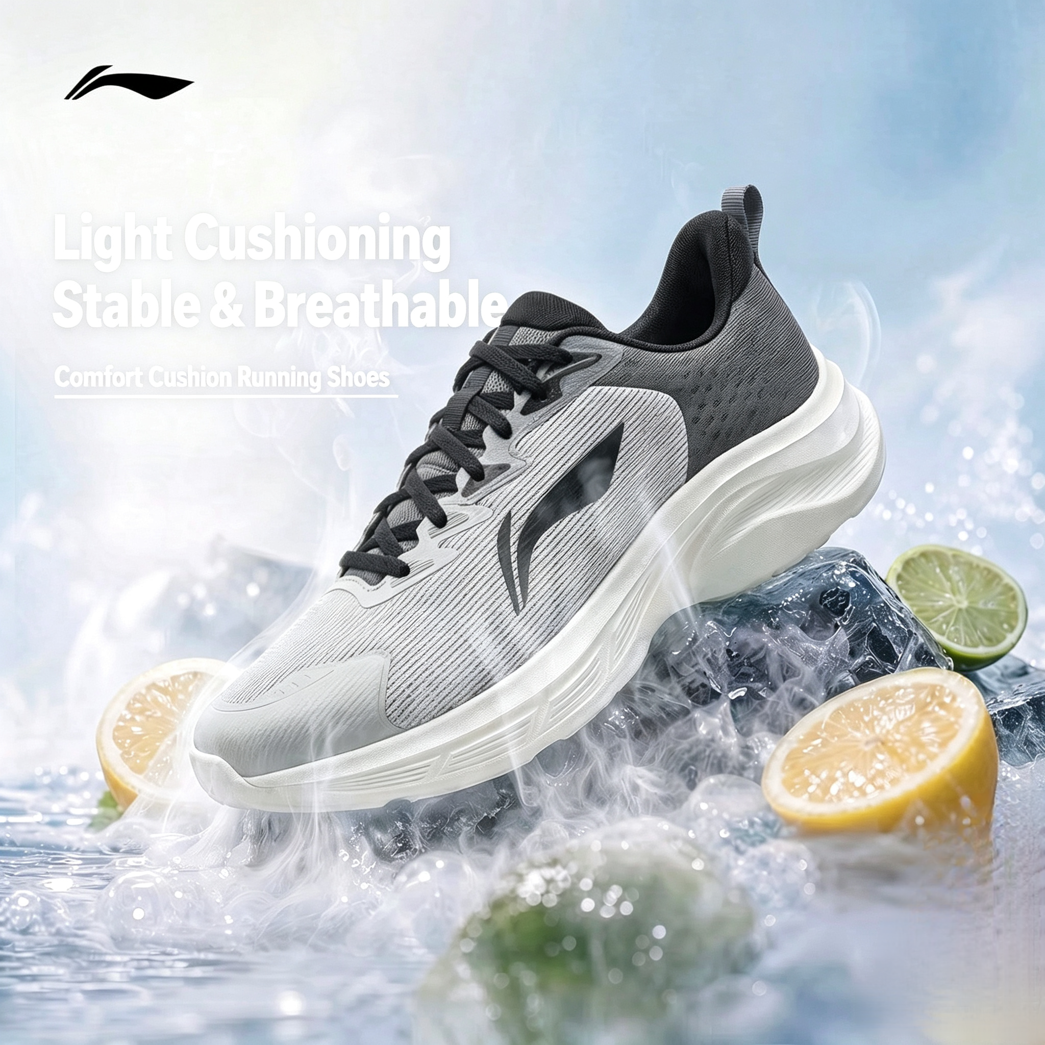 Li‑Ning Men's Summer Casual Running Shoes, Breathable Low‑Top Sneakers