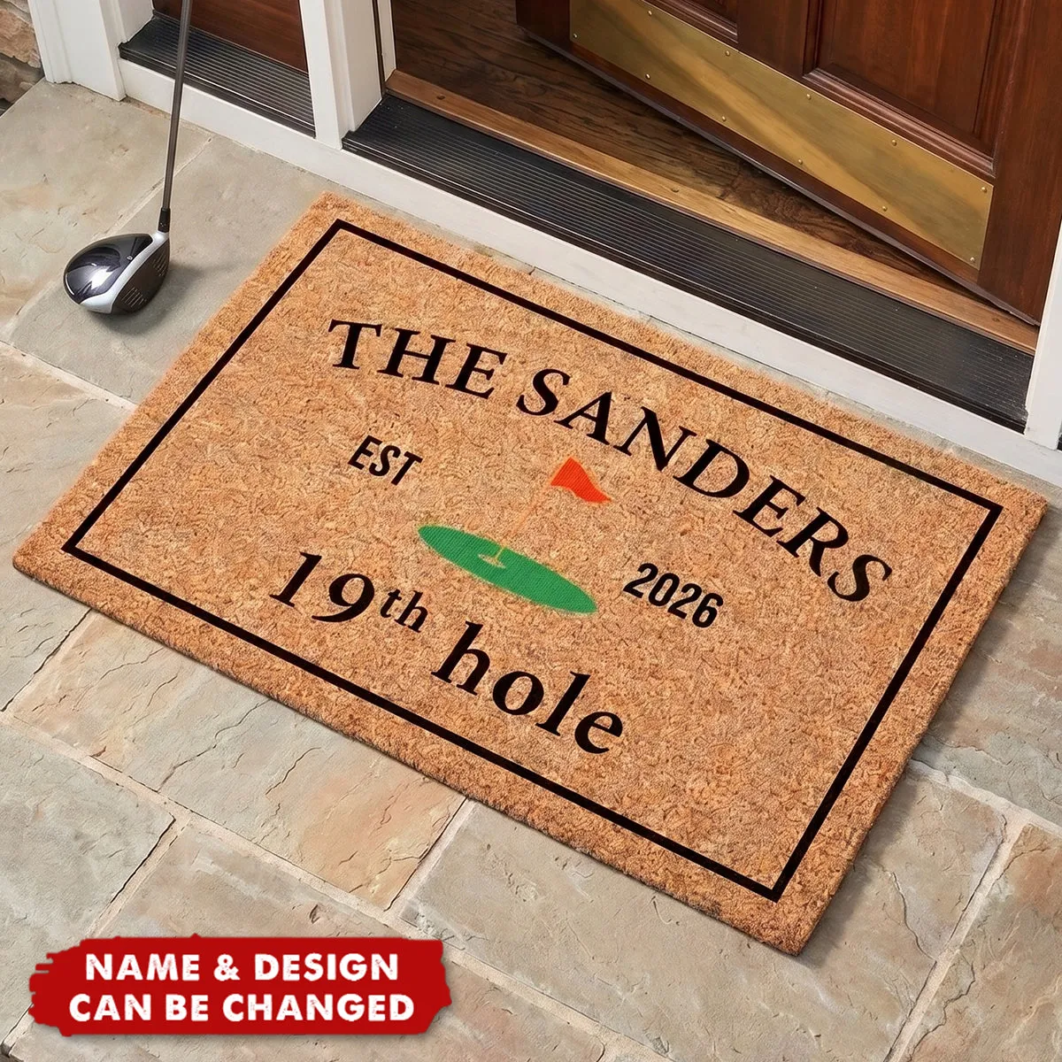 19Th Hole Welcome, Golf Course Entryway Decor Gift - Personalized Doormat