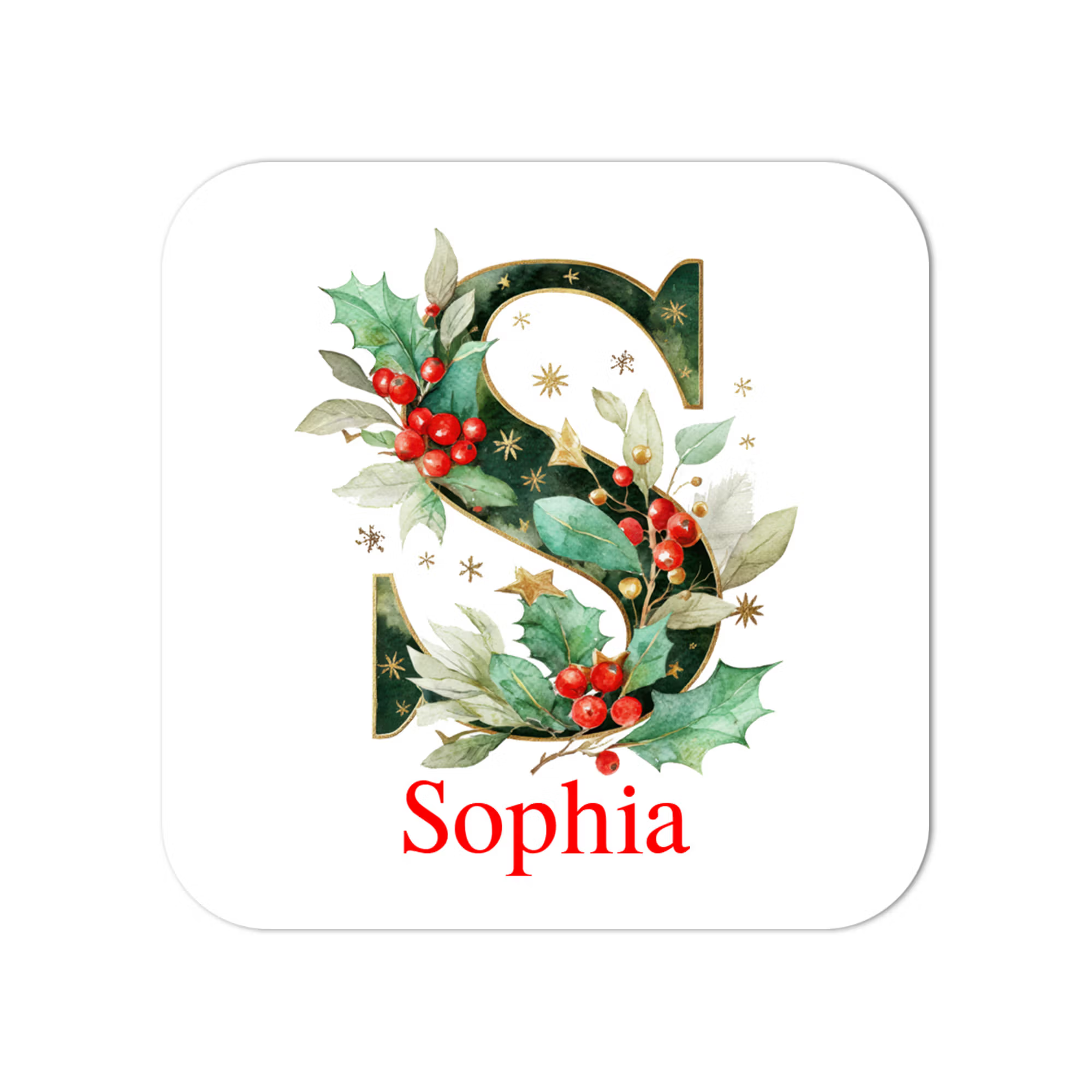 Personalized Name Gingham/Santa/Hat & Lights Alphabet Christmas Stickers, Holiday Gift Box/Treat Bag Labels, Christmas Gifts for Kids/Family/Friends