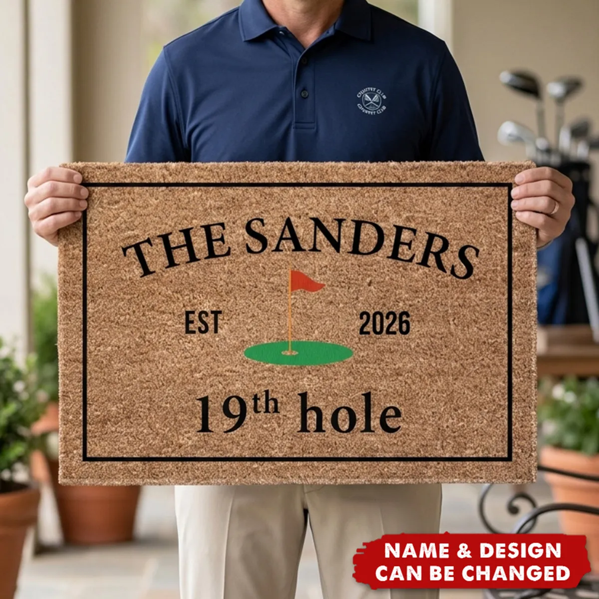 19Th Hole Welcome, Golf Course Entryway Decor Gift - Personalized Doormat