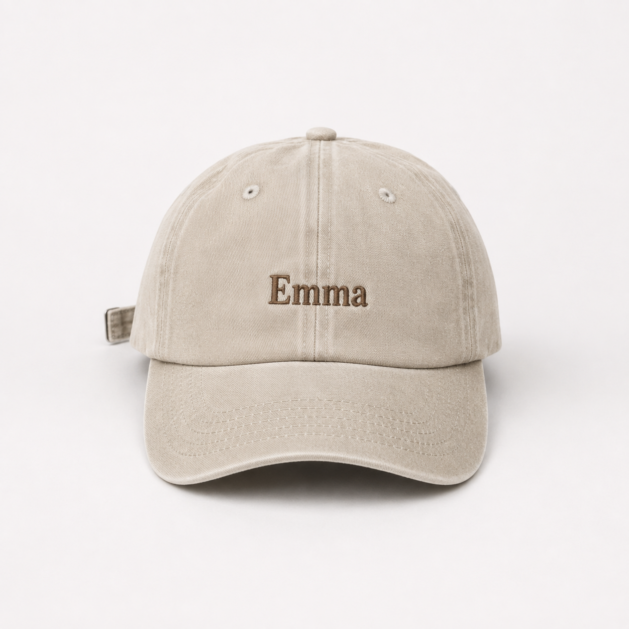 Personalized retro baseball cap with embroidered name or text.